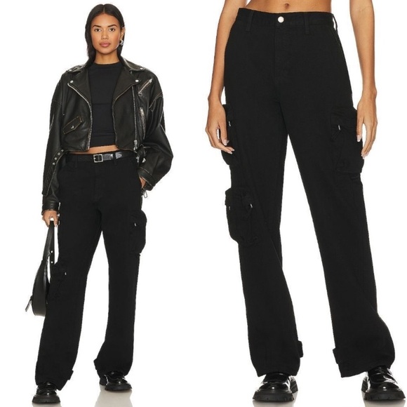 PISTOLA Bobbie Utility Mid Rise Loose Straight Jean in "Abyss" Black Size 24 - Picture 1 of 13